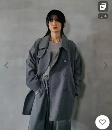 [택 포함 미사용 새상품] LEPSIM 울 더블 미들 코트 그레이