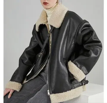 Fano Studios 가죽 보아 집업 자켓