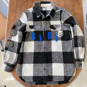 스타리안 자켓 체크 와펜 XXL 화이트 블랙 블록 체크