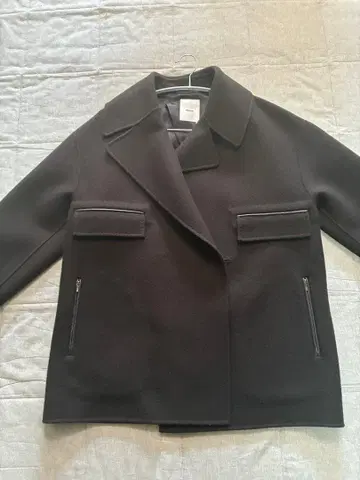 ebure 짙은 갈색 울 피코트