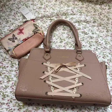 axes femme 핑크 레이스업 핸드백 파우치 포함