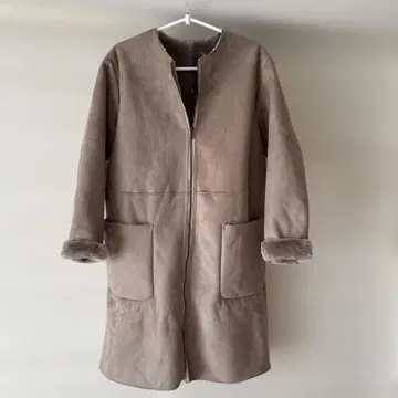 [ BEAMS HEART ] 베이지 무스탕 코트 집업 빅 사이즈