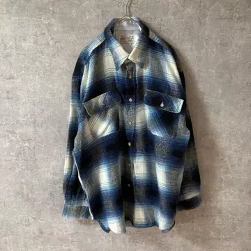 HARVER SHARAY 옴브레 체크 셔츠 긴팔 블루 계열 XL 상당