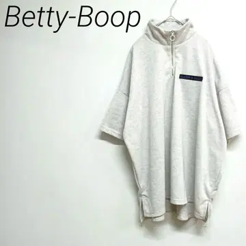 Betty-Boop 하프 지퍼 피케 셔츠 그레이 빅 4L 신축성