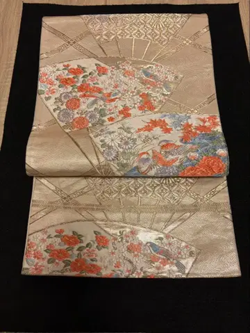 2942 아름다운 부채와 꽃무늬 후쿠로 오비