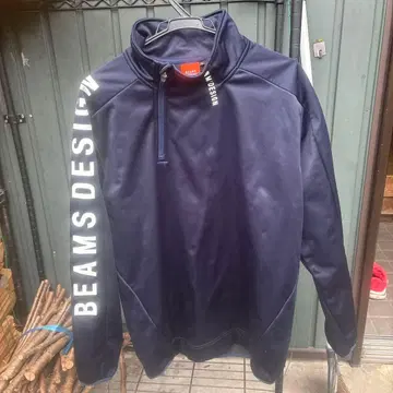 BEAMS DESIGN 네이비 하프 지퍼 자켓 L 사이즈