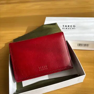 TAKEO KIKUCHI 빨간색 소가죽 명함지갑