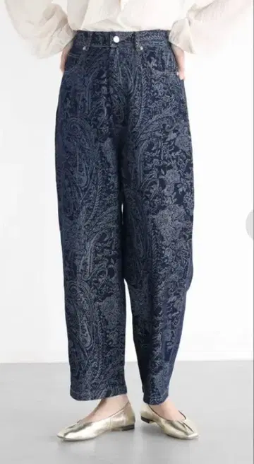 야마다야 Ample 페이즐리 코쿤 데님 팬츠 데님 팬츠 네이비