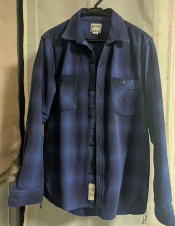 HOUSTON 플란넬 셔츠 L 사이즈 네이비 계열 체크