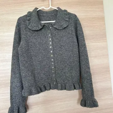 자라 프릴 트리밍 니트 가디건 S 사이즈 그레이