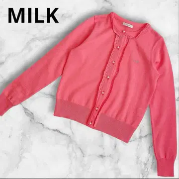 MILK 핑크 레이스 니트 가디건 펄 버튼 페미닌 걸리시 공주 로리