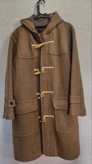 Ronmaltan 브라운 더플 코트 후드 부착