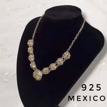 925 각인 장미 모티브 실버 목걸이 앤티크풍 여성용