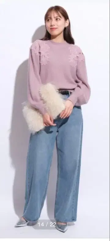 [겨울에 딱 맞는] Mystrada 플라워 니트 핑크