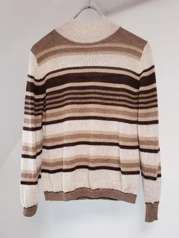 알파카 100% 보더 긴팔 니트 올 알파카 퓨어 알파카 브라운