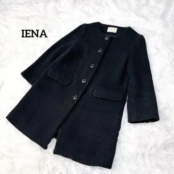 이에나 노카라 코트 블랙 M 사이즈 상당 울 혼방 일본제 깔끔한 고급