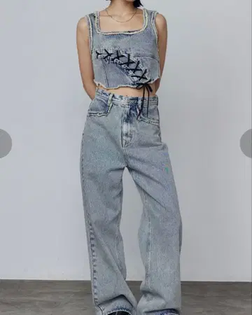 EMODA 데님 레이스업 셋업