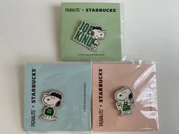 PEANUTS + STARBUCKS 스누피 핀 배지 3개 세트 스벅