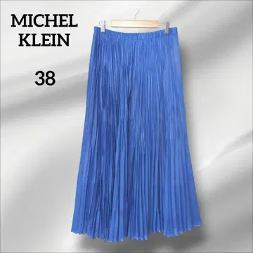 새상품급 미쉘클랑 플리츠 스커트 파란색 허리밴딩 38