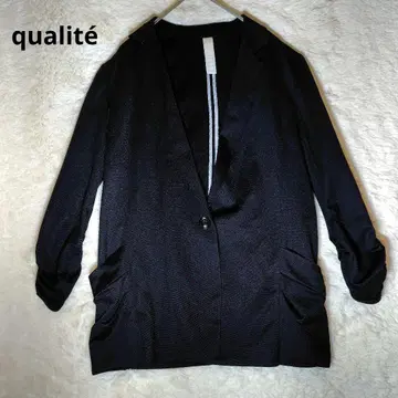qualit 블랙 테일러드 자켓 얇은 소재 안감 없음 개성있는 캐주얼