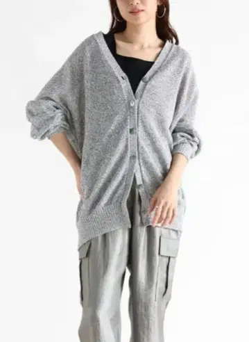 [ 새상품 ] 야마다야 믹스 컬러 화지 니트 가디건 멜란지 그레이