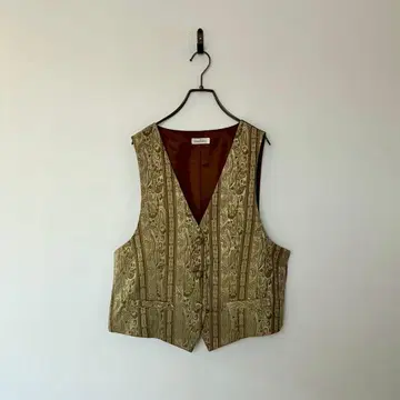 빈티지 일본제 페이즐리 베스트 수트 포멀 베이지 브라운 레트로