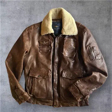 이탈리아제 AERONAUTICA 옷깃 무스탕 g-1 레더 봄버 자켓 50