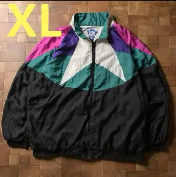 빈티지 SHELL SHOCK 나일론 자켓 블랙 네온 컬러