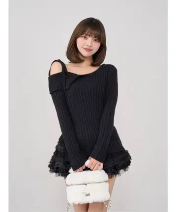 Darich 랜덤 프릴 셋업 블랙 F 사이즈