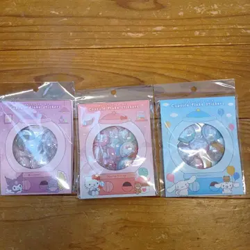 플레이크 스티커 3개 세트 ( 헬로키티 쿠로미 )