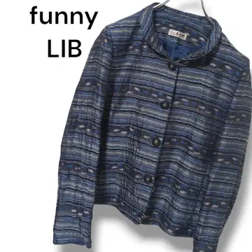 [ funny LIB ] 퍼니 상의 자켓 일본풍 패턴 올 패턴 블루 L