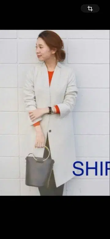 SHIPS 울 스트라이프 롱 코트 그레이