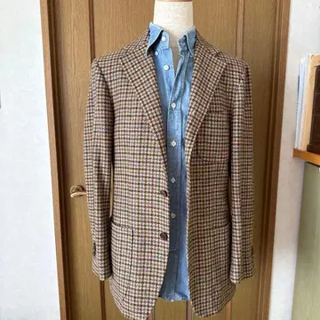 브라운 체크 테일러드 자켓