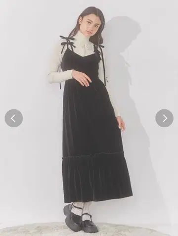 merry jenny 리본 벨로아 원피스 블랙