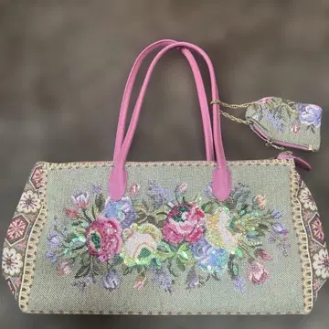 [ Think Bee! ] 꽃무늬 자수 핸드백 핑크 핸들 포함