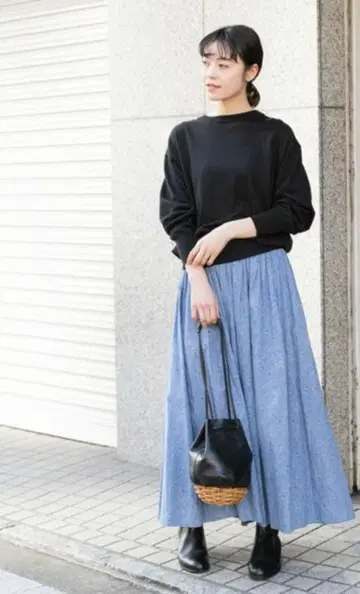 카구레 코튼 프린트 개더 스커트