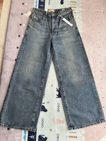 썸씽 미사용 새상품 LISA 빈티지 와이드 데님 팬츠