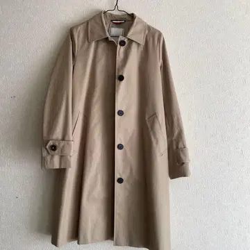 베이지 버튼 롱 코트