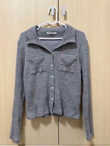 코튼 리브 하이넥 가디건 워셔블