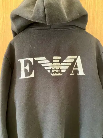 ARMANI 블랙 풀 집업 후드티