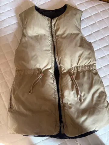 레어 45R 베이지 다운 베스트 더블 지퍼