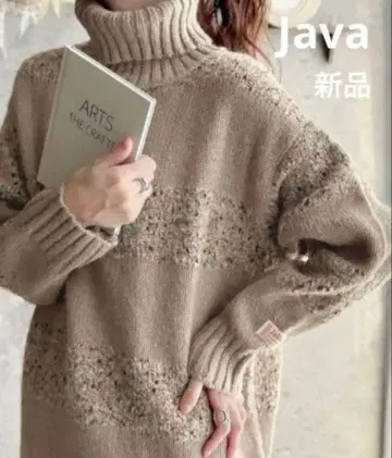 택 포함 새상품 Java 콜라보 클래식 엘프 터틀 니트 스웨터 하이넥