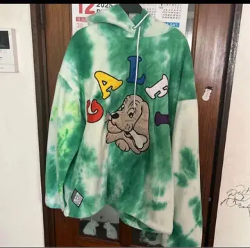 갈피 후드티 셋업 그린 타이다이