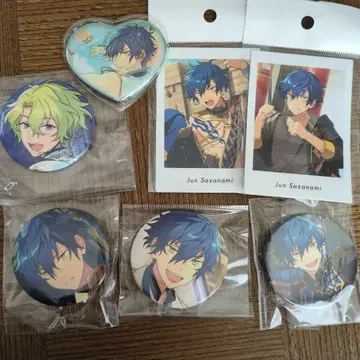 앙스타 토모에 히요리 사자나미 쥰 EVE 캔뱃지 하트 사인 폴라로이드