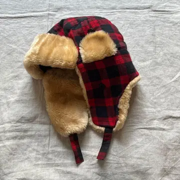 버팔로 체크 패턴 에비에이터 햇 레드