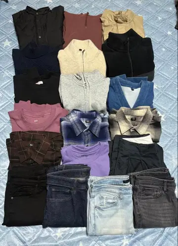 UNIQLO 유니클로 세트 유니클로 유 맨투맨 후드티 데님