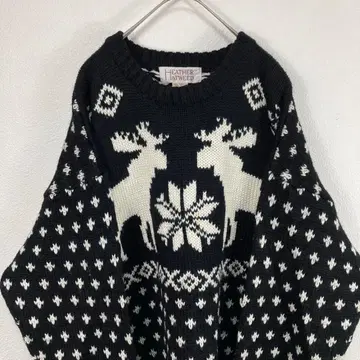 HEATHER & TWEED 올 패턴 울 니트 블랙