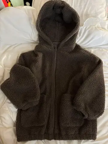 브라운 후드 부착 보아 자켓