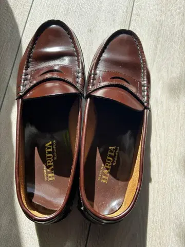 HARUTA 브라운 가죽 로퍼 24cm