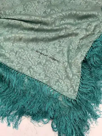 emmanuel ungaro 프린지 장식 꽃무늬 스톨 민트 그린
